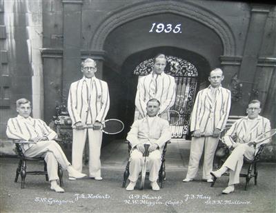 cc01219 1935 tennis.jpg; cc01219; 1935 Tennis team; Photograph